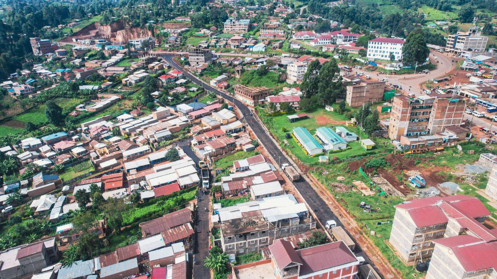 Aerial View of Keroka Town and the New Market Roofs